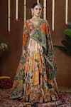 Buy_Miku Kumar_Multi Color Georgette, Tissue Embroidery, Metallic Olia Floral Print Lehenga Set 