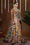 Miku Kumar_Multi Color Georgette, Tissue Embroidery, Metallic Olia Floral Print Lehenga Set _Online