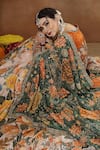 Shop_Miku Kumar_Multi Color Georgette, Tissue Embroidery, Metallic Olia Floral Print Lehenga Set _Online