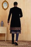 Shop_Millionaire_Blue Velvet, Modal, Satin Embroidery Sherwani Set _at_Aza_Fashions