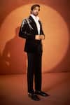 Shop_Millionaire_Black Velvet, Suiting Embroidery, Stones Tuxedo And Trouser Set _Online_at_Aza_Fashions