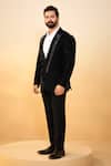 Buy_Millionaire_Black Velvet Embroidery, Zari, Metallic Thread Suit And Trouser Set _Online_at_Aza_Fashions