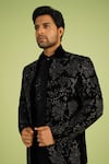 Shop Millionaire Black Velvet, Suiting Beads, Stones Embroidered Bandhgala Set Online at Aza Fashions Shop_Millionaire_Black Velvet, Suiting Beads, Stones Embroidered Bandhgala Set _Online_at_Aza_Fashions