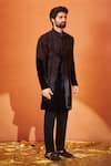 Buy Millionaire Black Velvet Embroidery, Zari French Knot Sherwani Set Online at Aza Fashions Buy_Millionaire_Black Velvet Embroidery, Zari French Knot Sherwani Set _Online_at_Aza_Fashions