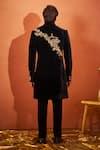Shop Millionaire Black Velvet Zari, Embroidery And Tiki Sherwani Set at Aza Fashions Shop_Millionaire_Black Velvet Zari, Embroidery And Tiki Sherwani Set _at_Aza_Fashions