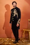 Buy Millionaire Black Velvet Zari, Embroidery And Tiki Sherwani Set Online at Aza Fashions Buy_Millionaire_Black Velvet Zari, Embroidery And Tiki Sherwani Set _Online_at_Aza_Fashions