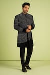 Buy Millionaire Black Suede Zari, Embroidery Sherwani Set Online at Aza Fashions Buy_Millionaire_Black Suede Zari, Embroidery Sherwani Set _Online_at_Aza_Fashions