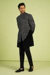 Shop Millionaire Black Suede Zari, Embroidery Sherwani Set Online at Aza Fashions Shop_Millionaire_Black Suede Zari, Embroidery Sherwani Set _Online_at_Aza_Fashions