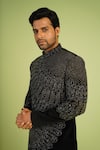 Millionaire Black Suede Zari, Embroidery Sherwani Set at Aza Fashions Millionaire_Black Suede Zari, Embroidery Sherwani Set _at_Aza_Fashions