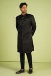Shop Millionaire Black Silk Beads, Sequins Cutdana Work Sherwani Set Online at Aza Fashions Shop_Millionaire_Black Silk Beads, Sequins Cutdana Work Sherwani Set _Online_at_Aza_Fashions