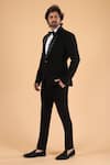 Millionaire_Black Viscose, Polyester Cutdana Work Suit And Trouser Set _Online_at_Aza_Fashions