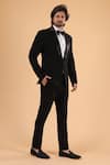 Buy_Millionaire_Black Viscose, Polyester Cutdana Work Suit And Trouser Set _Online_at_Aza_Fashions
