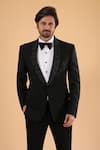 Buy_Millionaire_Black Embroidered Lapel Collar Suit Set 