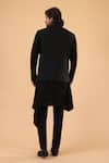 Shop_Millionaire_Black Viscose, Polyester Plited Zip Closure Bundi Kurta Set _at_Aza_Fashions