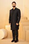 Buy_Millionaire_Black Organza Embroidery, Pearls Sherwani Set _Online_at_Aza_Fashions