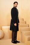 Buy_Millionaire_Black Velvet Embroidery, Chains Sherwani Set _Online_at_Aza_Fashions
