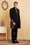 Millionaire Black Embroidery, Metallic Thread Sali Handwork Sherwani Set at Aza Fashions Millionaire_Black Embroidery, Metallic Thread Sali Handwork Sherwani Set _at_Aza_Fashions