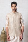 Buy Millionaire Beige Silk Mirrors Work Bundi Kurta Set Online at Aza Fashions Buy_Millionaire_Beige Silk Mirrors Work Bundi Kurta Set _Online_at_Aza_Fashions