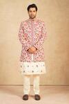 Buy Millionaire Off White Silk Embroidery Floral Thread Work Sherwani Jacket Set at Aza Fashions Buy_Millionaire_Off White Silk Embroidery Floral Thread Work Sherwani Jacket Set _at_Aza_Fashions