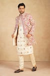 Buy Millionaire Off White Silk Embroidery Floral Thread Work Sherwani Jacket Set Online at Aza Fashions Buy_Millionaire_Off White Silk Embroidery Floral Thread Work Sherwani Jacket Set _Online_at_Aza_Fashions