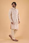 Millionaire_Beige Lucknowi Handwork Bundi Kurta Set _Online_at_Aza_Fashions