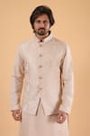 Millionaire_Beige Lucknowi Handwork Bundi Kurta Set _at_Aza_Fashions