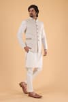 Shop_Millionaire_Off White Silk, Linen Kasab Work Bundi Kurta Set _Online_at_Aza_Fashions