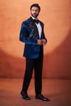 Buy Millionaire Aqua Velvet Stones, Embroidery Tuxedo Suit Set Online at Aza Fashions Buy_Millionaire_Aqua Velvet Stones, Embroidery Tuxedo Suit Set _Online_at_Aza_Fashions