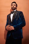 Millionaire Aqua Velvet Stones, Embroidery Tuxedo Suit Set at Aza Fashions Millionaire_Aqua Velvet Stones, Embroidery Tuxedo Suit Set _at_Aza_Fashions
