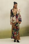 Shop_NOIB_Black Satin Metallic Thread Riva Wildflower Print Blazer _Online_at_Aza_Fashions