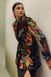 Buy_NOIB_Multi Color Viscose, Velvet High Neck Valeria Wildflower Print Jacket 