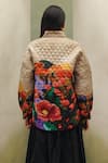 Shop_NOIB_Multi Color Cotton Satin High Neck Nico Highland Print Jacket _at_Aza_Fashions