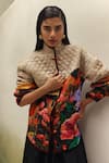Shop_NOIB_Multi Color Cotton Satin High Neck Nico Highland Print Jacket _Online_at_Aza_Fashions