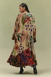 Shop_NOIB_Multi Color Viscose, Velvet Embroidery Open Demi Wildflower Print Poncho Jacket _at_Aza_Fashions