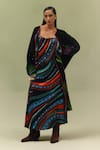 Buy NOIB Multi Color Viscose, Velvet Embroidery, Demi Night Safari Print Poncho Jacket at Aza Fashions Buy_NOIB_Multi Color Viscose, Velvet Embroidery, Demi Night Safari Print Poncho Jacket _at_Aza_Fashions