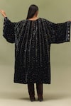 Shop_NOIB_Black Velvet, Viscose Round Neck Ila Shooting Stars Print Kaftan _at_Aza_Fashions