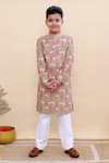 Buy_Kalp_Multi Color Cotton Lotus Pond Print Kurta Set _at_Aza_Fashions