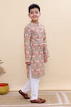 Kalp_Multi Color Cotton Lotus Pond Print Kurta Set _at_Aza_Fashions