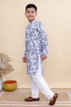 Buy_Kalp_White Cotton Blue Botanica Print Kurta Set _Online_at_Aza_Fashions