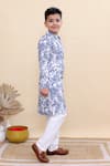 Shop_Kalp_White Cotton Blue Botanica Print Kurta Set _Online_at_Aza_Fashions