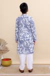 Shop_Kalp_White Cotton Blue Botanica Print Kurta Set _at_Aza_Fashions