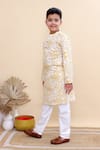 Buy_Kalp_White Cotton Lemon Leaf Print Kurta Set _Online_at_Aza_Fashions