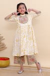 Kalp_Yellow Cotton Ruffles Marigold Frill Kurta Set _Online_at_Aza_Fashions