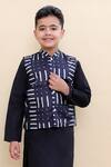 Buy_Kalp_Black Cotton Indigo Dash Nehru Jacket Set _Online_at_Aza_Fashions