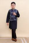 Buy_Kalp_Black Cotton Indigo Dash Nehru Jacket Set _at_Aza_Fashions