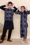 Shop_Kalp_Black Cotton Indigo Dash Nehru Jacket Set _Online_at_Aza_Fashions