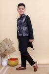 Kalp_Black Cotton Indigo Dash Nehru Jacket Set _at_Aza_Fashions