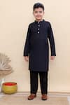 Kalp_Black Cotton Indigo Dash Nehru Jacket Set _Online