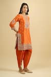 Buy_Sheetal Batra_Orange Embroidery, Zari, Sequins Round , Keyhole Kurta And Salwar Set _Online_at_Aza_Fashions