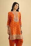 Shop_Sheetal Batra_Orange Embroidery, Zari, Sequins Round , Keyhole Kurta And Salwar Set _Online_at_Aza_Fashions